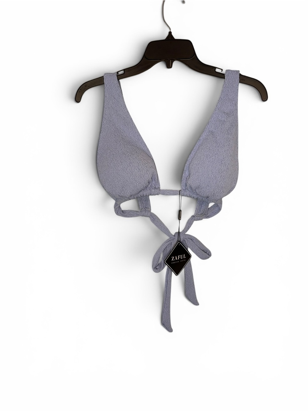 Zaful Light Blue Textured Tie-Front Triangle Bralette